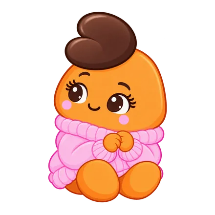 Juju, o cajuzinho de suéter rosa, olhando para a estante